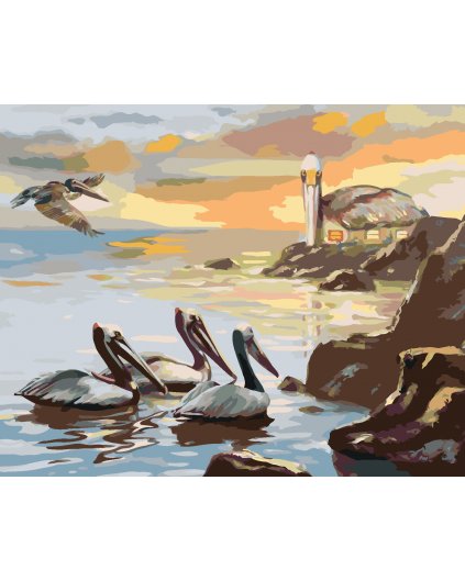 Malování podle čísel - PELIKÁN A MOŘE (D. RUSTY RUST)
