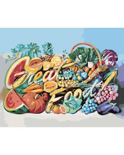 Malování podle čísel - KOŠÍK, OVOCE A ZELENINA (D. RUSTY RUST)