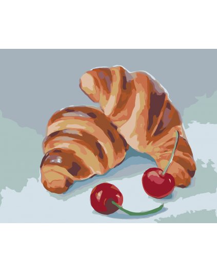 Malování podle čísel - CROISSANT A TŘEŠNĚ (MYROSLAVA VOLOSCHUK)