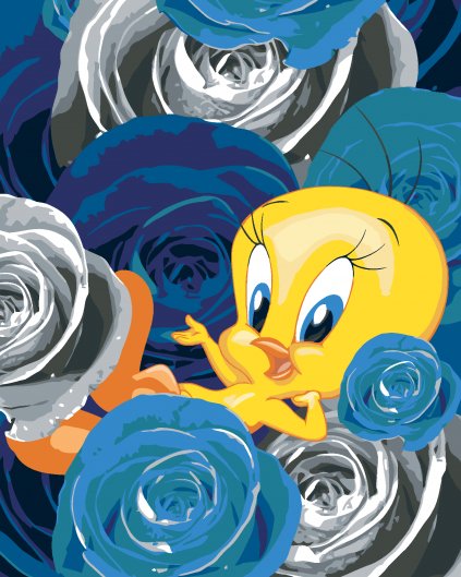 Malování podle čísel - TWEETY A RŮŽE (LOONEY TUNES)