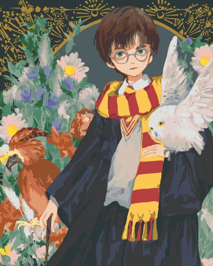 Malování podle čísel - HARRY POTTER, HEDVIKA A FÉNIX FAWKES