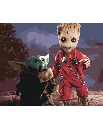 Malování podle čísel - GROOT A BABY YODA