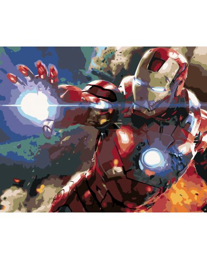 Malování podle čísel - IRON MAN S PONIČENÝM OBLEKEM