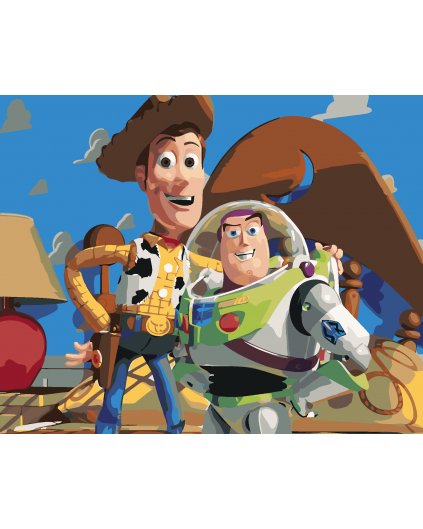 Malování podle čísel - WOODY OBJÍMAJÍCÍHO BUZZE (PŘÍBĚH HRAČEK)