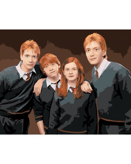 Malování podle čísel - FRED, GEORGE, RON A GINNY WEASLEYOVI (HARRY POTTER)