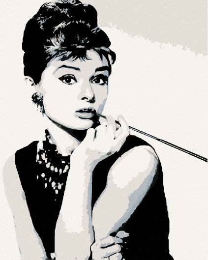 Diamantové malování - AUDREY HEPBURN ČERNOBÍLÁ