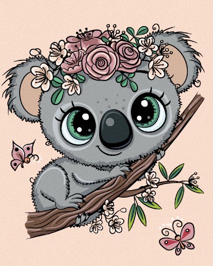 Diamantové malování - ROZTOMILÁ KOALA NA VĚTVI