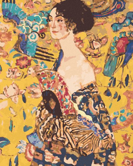 Diamantové malování - DÁMA S VĚJÍŘEM (G. KLIMT)