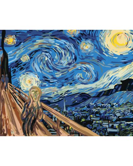 Diamantové malování - VÝKŘIK NA HVĚZDNOU NOC - INSPIRACE VAN GOGHEM