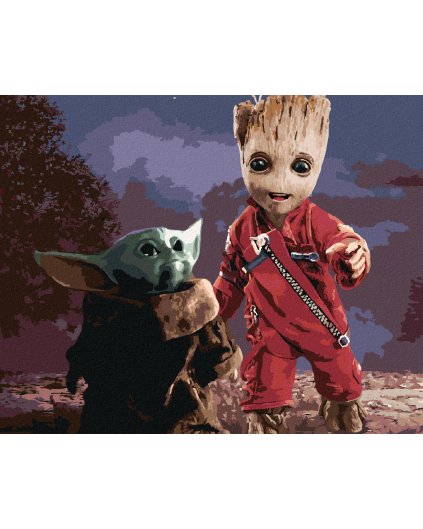 Diamantové malování - GROOT A BABY YODA