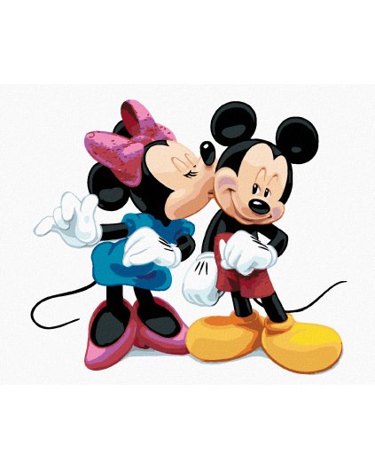 Diamantové malování - MICKEY MOUSE DOSTAL OD MINNIE PUSU NA TVÁŘ