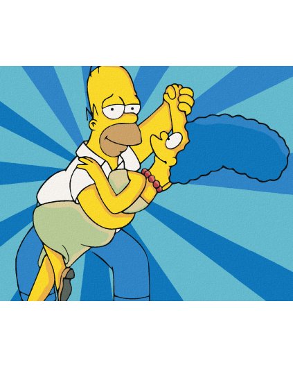 Diamantové malování - TANCUJÍCÍ HOMER A MARGE (SIMPSONOVI)