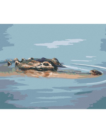 Diamantové malování - ALIGÁTOR HLAVA PLOVOUCÍ VE VODĚ (D. RUSTY RUST)