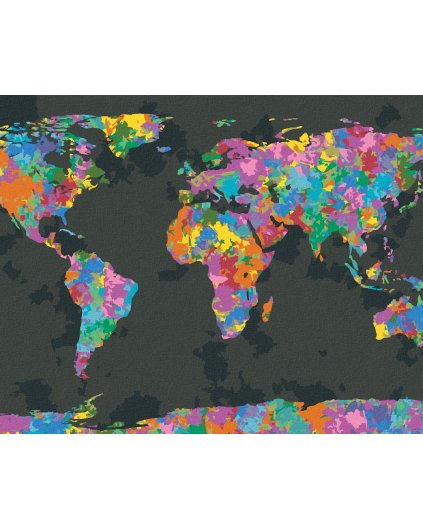 Diamantové malování - BAREVNÁ MAPA SVĚTA