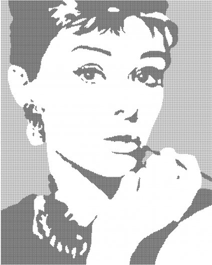 Tečkování - AUDREY HEPBURN NA ČERVENÉM POZADÍ