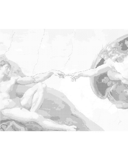 Tečkování - STVOŘENÍ ADAMA (MICHELANGELO)