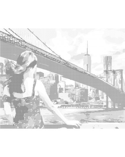 Tečkování - ŽENA U BROOKLYN BRIDGE V NEW YORKU