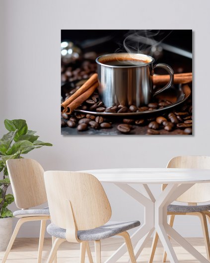 Obrazy na stěnu - Hrnek s kávou a skořice