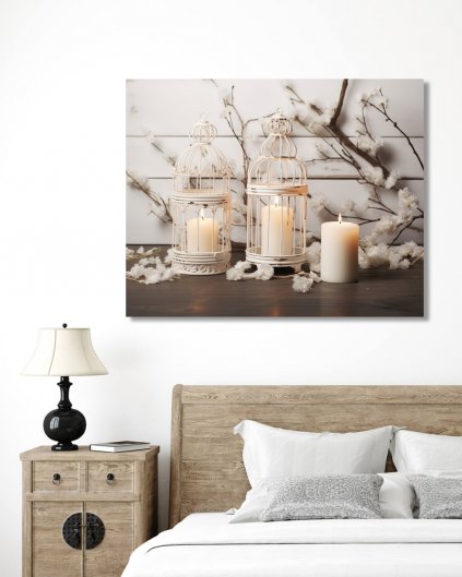 Obrazy na stěnu - Zátiší s bílými svíčkami