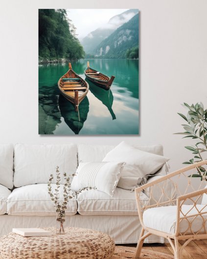 Obrazy na stěnu - Loďky na zeleném jezeře