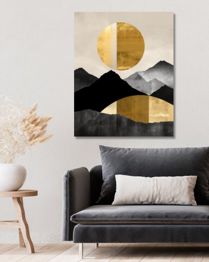 Obrazy na stěnu - Abstrakt - slunce nad horami