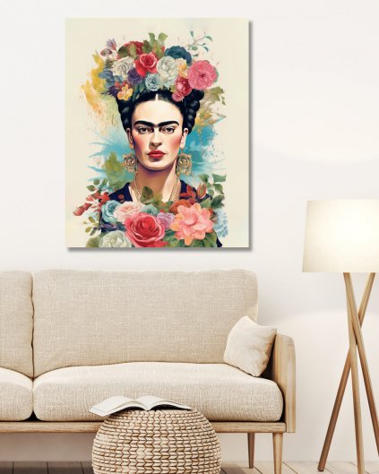Obrazy na stěnu - Frida Kahlo v kytkách