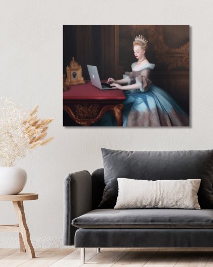 Obrazy na stěnu - Marie Antoinette s notebookem