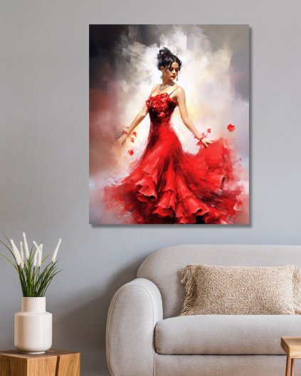 Obrazy na stěnu - Žena v červených šatech