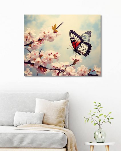 Obrazy na stěnu - Motýl u rozkvetlého kvítí