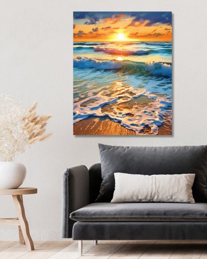 Obrazy na stěnu - Západ slunce při vlnách moře
