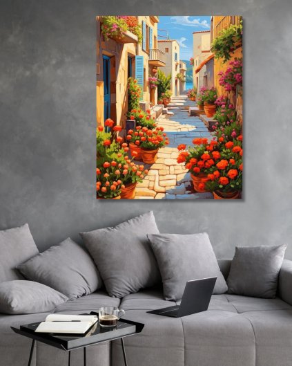 Obrazy na stěnu - Rozkvetlá španělská ulička