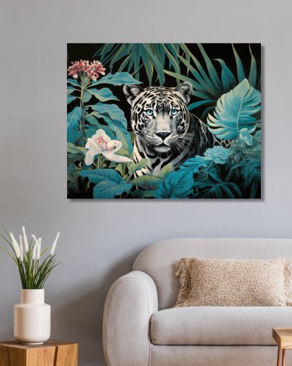 Obrazy na stěnu - Sněžný levhart v džungli