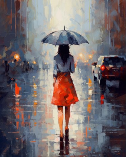 Obrazy na stěnu - Záhadná žena s deštníkem