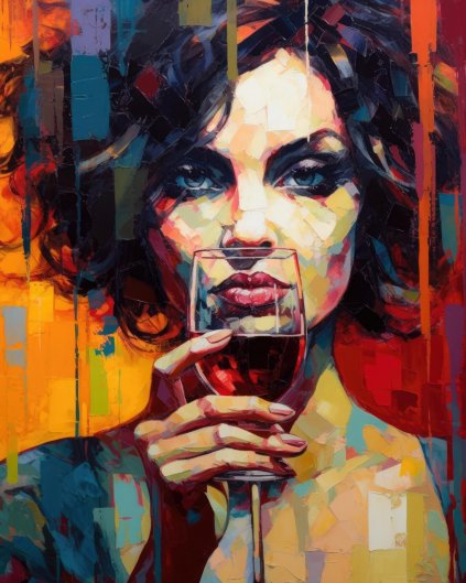 Obrazy na stěnu - Cílevědomá žena s vínem