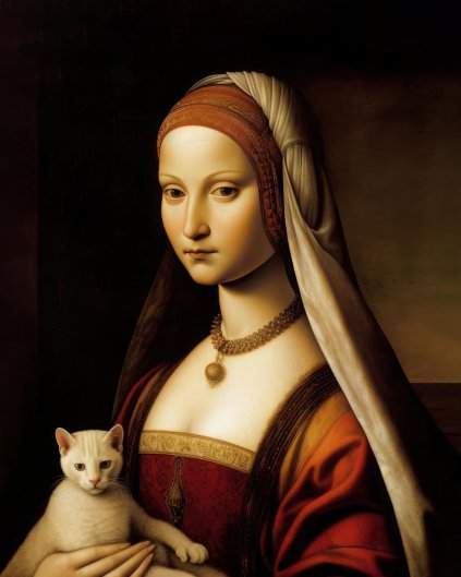 Obrazy na stěnu - Dáma s kotětem