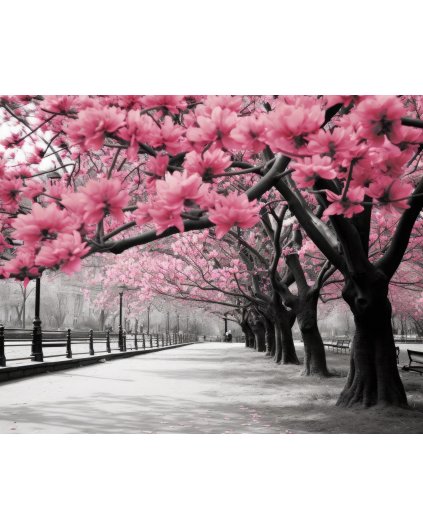 Obrazy na stěnu - Alej růžových stromů