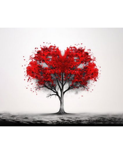 Obrazy na stěnu - Červený strom ve tvaru srdce