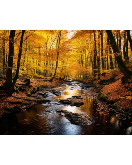 Obrazy na stěnu - Podzimní lesní říčka