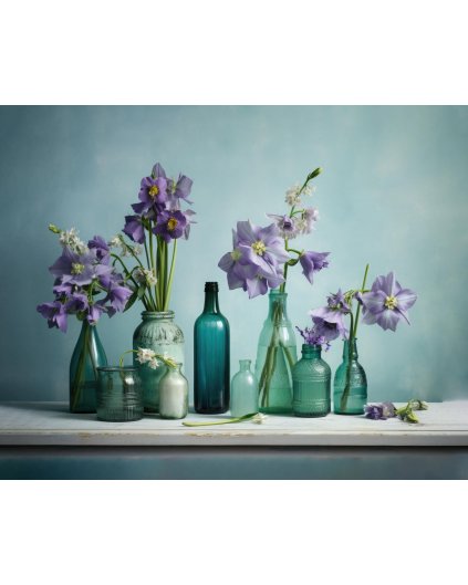 Obrazy na stěnu - Fialové kytky ve vázách