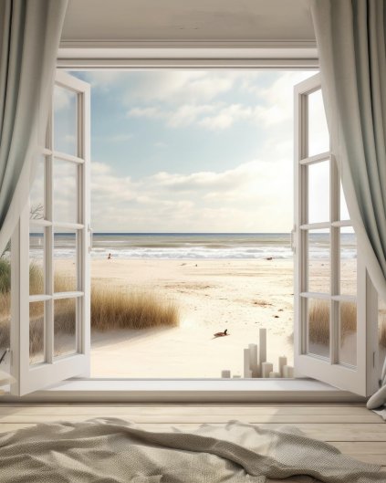 Obrazy na stěnu - Výhled z francouzského okna na moře