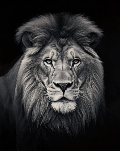 Obrazy na stěnu - Portrét lva - černobílý