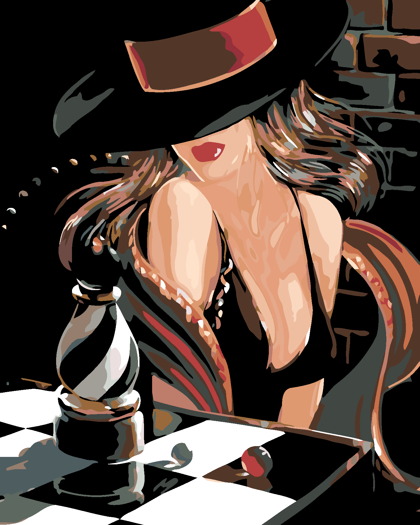 Malování podle čísel - SEXY ŠACHISTKA Rozměr: 40x50 cm, Rámování: vypnuté plátno na rám