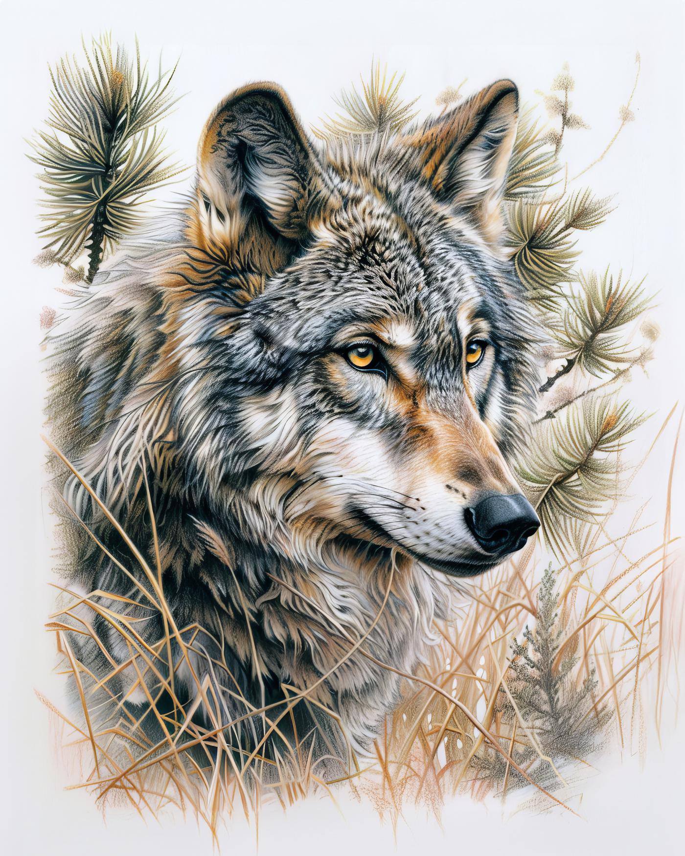 Obrazy na stěnu - VLK V LESE Rozměr: 40x50 cm, Rámování: vypnuté plátno na rám