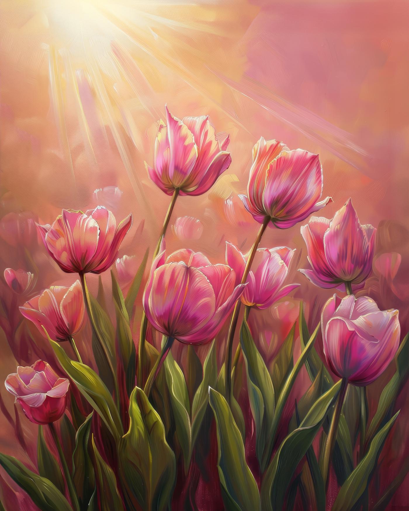 Obrazy na stěnu - TULIPÁNY Rozměr: 40x50 cm, Rámování: vypnuté plátno na rám