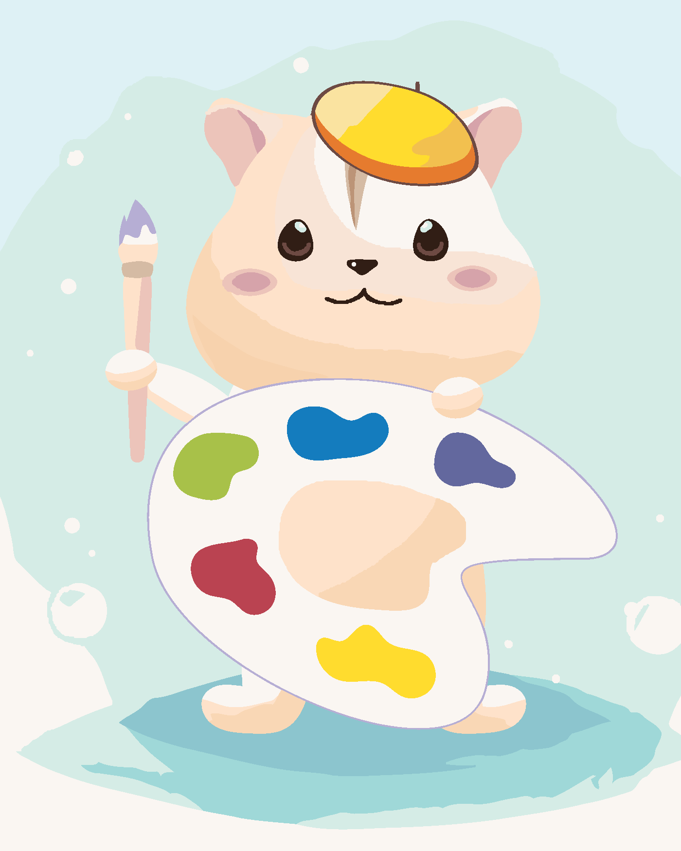 Malování podle čísel - KŘEČEK S PALETOU BAREV Rozměr: 40x50 cm, Rámování: vypnuté plátno na rám