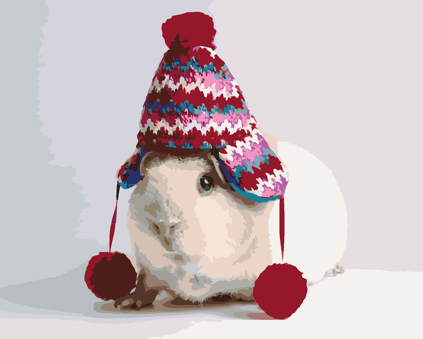 Malování podle čísel - MORČE VE VÁNOČNÍ ČEPICI Rozměr: 40x50 cm, Rámování: vypnuté plátno na rám