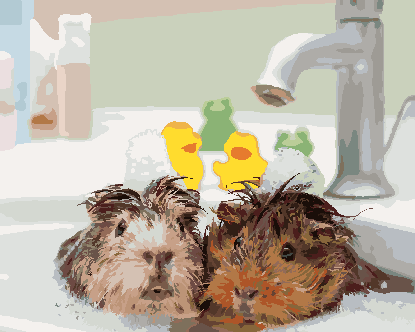 Malování podle čísel - MORČATA VE VODĚ Rozměr: 40x50 cm, Rámování: vypnuté plátno na rám