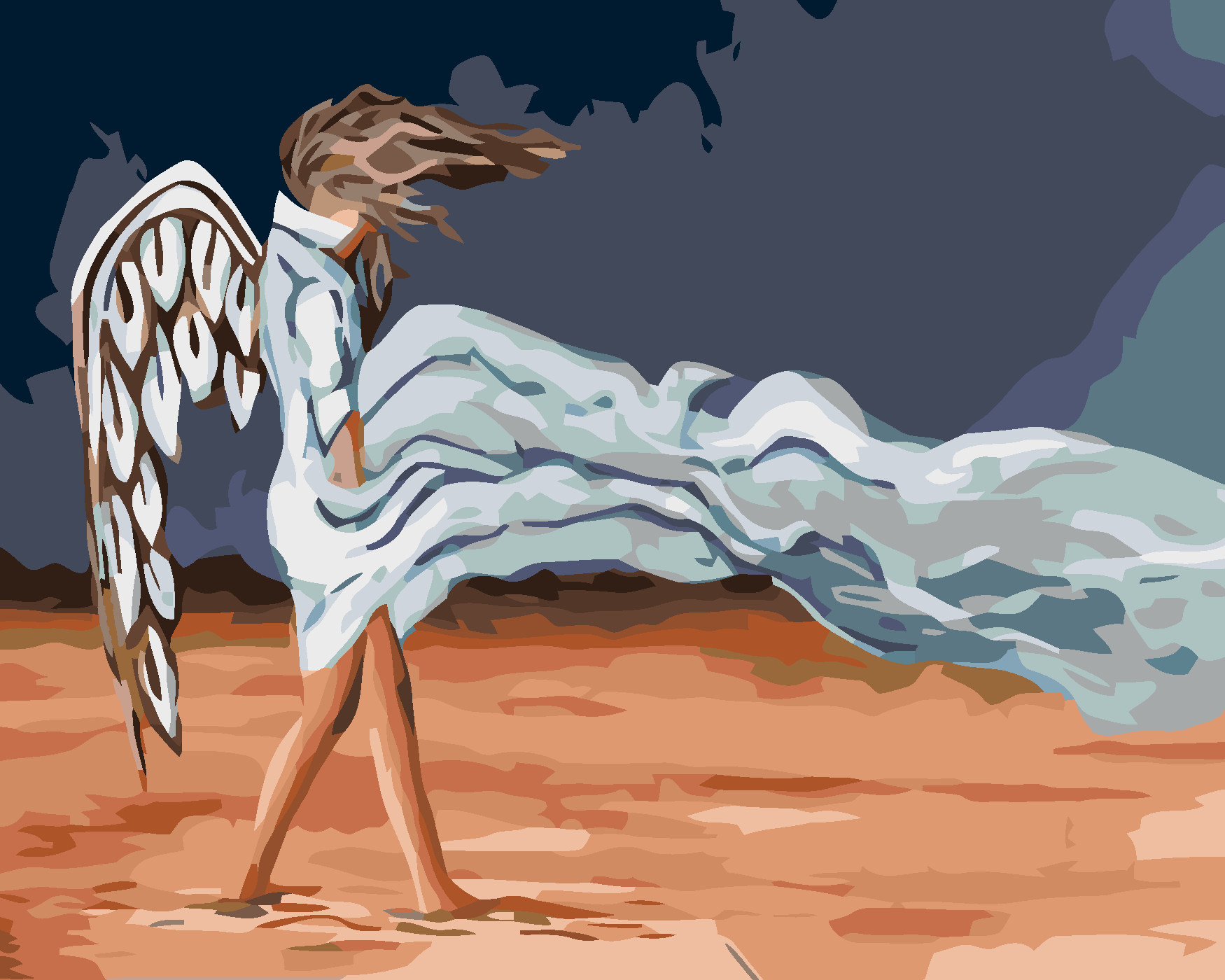 Malování podle čísel - ANDĚL VE VĚTRU Rozměr: 40x50 cm, Rámování: vypnuté plátno na rám