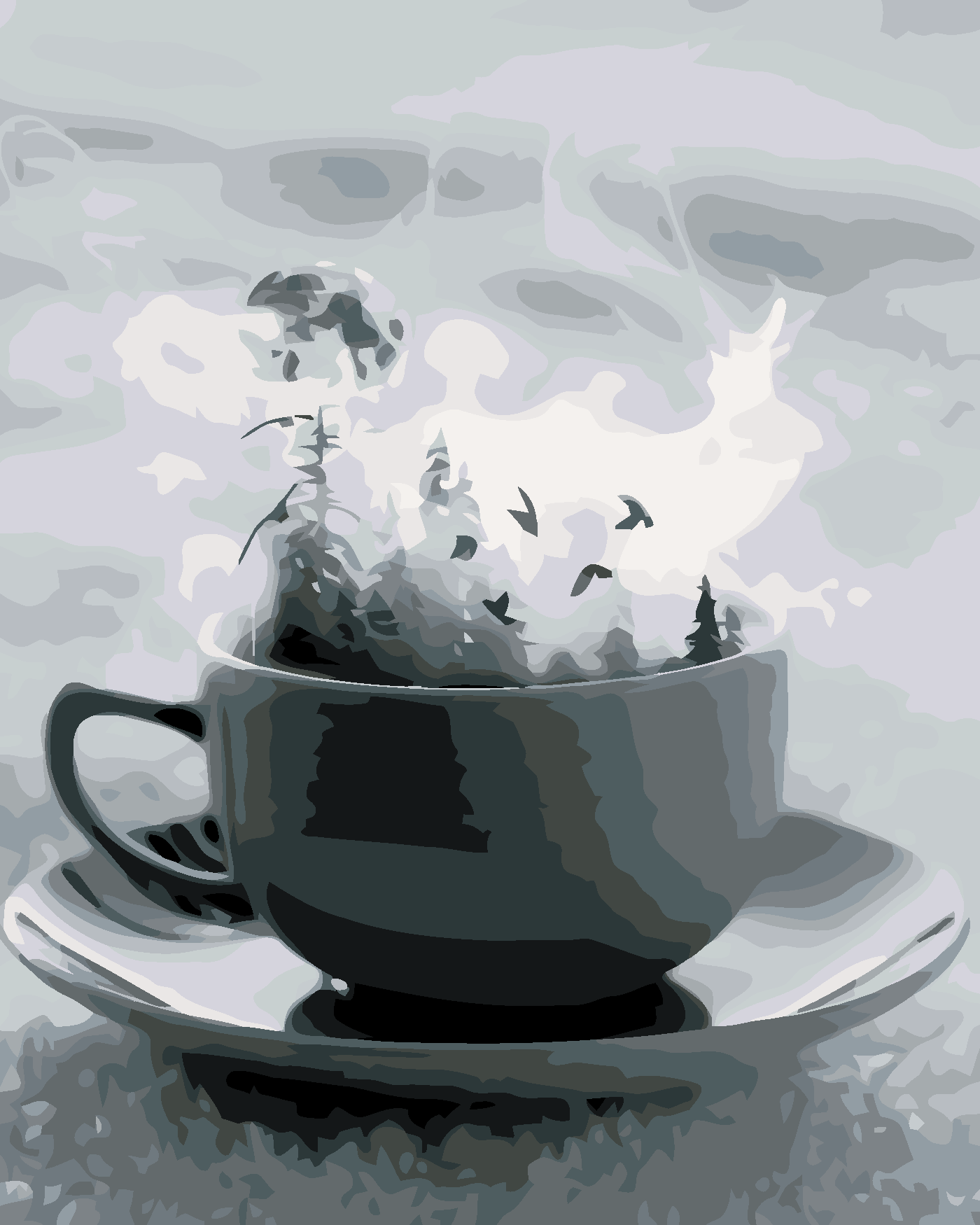 Malování podle čísel - PŘÍRODA V HRNKU Rozměr: 80x100 cm, Rámování: vypnuté plátno na rám