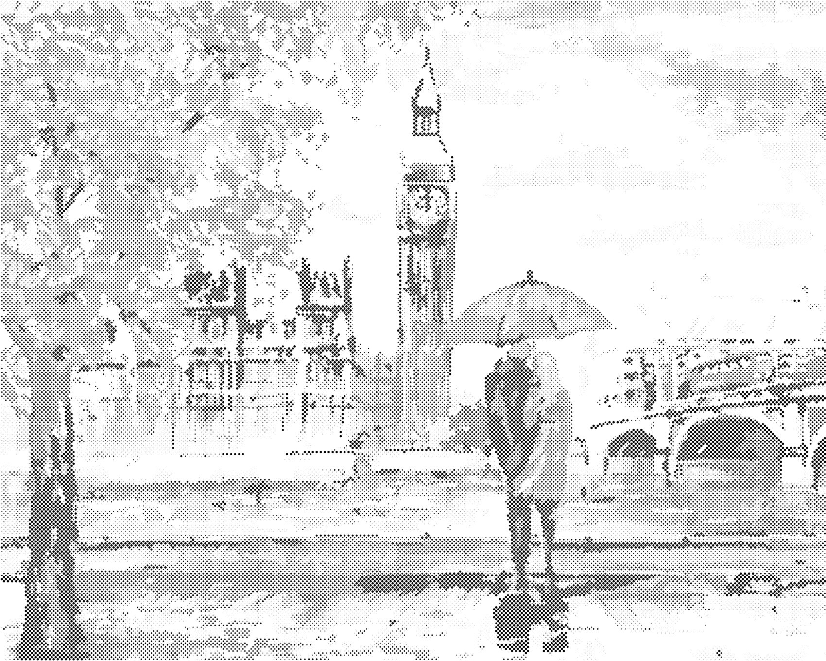 Tečkování - MILENCI A BIG BEN Rozměr: 80x100 cm, Rámování: vypnuté plátno na rám